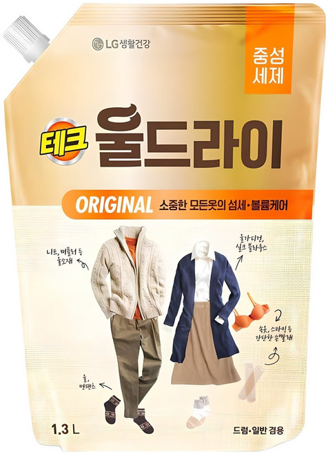 테크 울드라이 오리지널 중성세제 리필, 1.3L, 1개