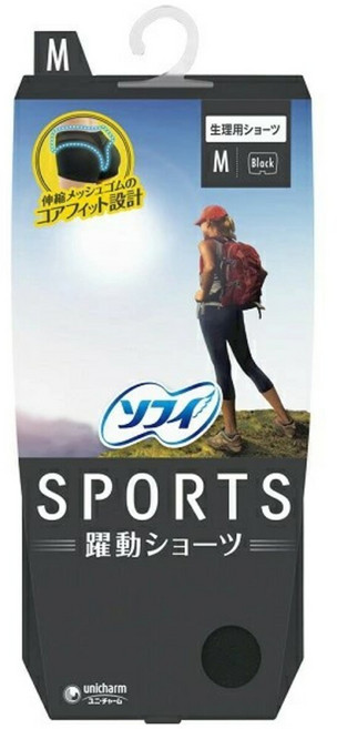 SOFY 蘇菲 SPORTS 運動生理褲, 黑色