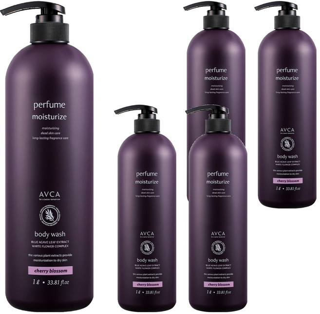 아브카 퍼퓸 바디워시 체리블라썸, 1L, 5개