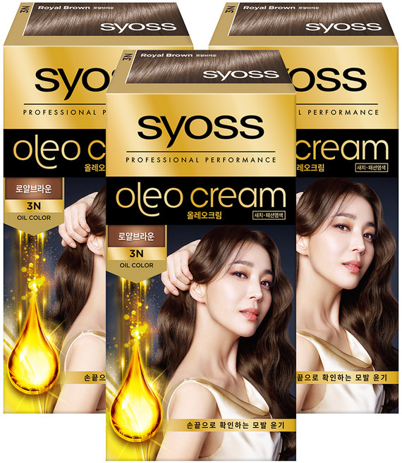 사이오스 올레오 크림 프리미엄 헤어 컬러, 3N로얄브라운, 3개