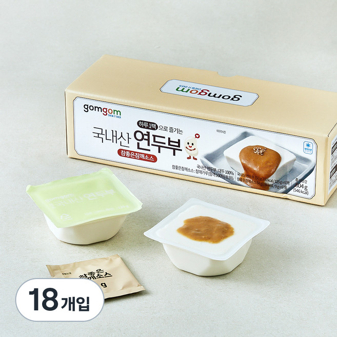 곰곰 국내산 연두부 + 참좋은참깨소스, 134g, 18개입