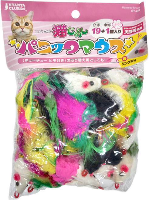 NyantaClub 慌張小鼠 逗貓棒 19 + 1, 多色, 1包