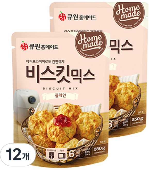 큐원 홈메이드 비스킷믹스 플레인, 250g, 12개