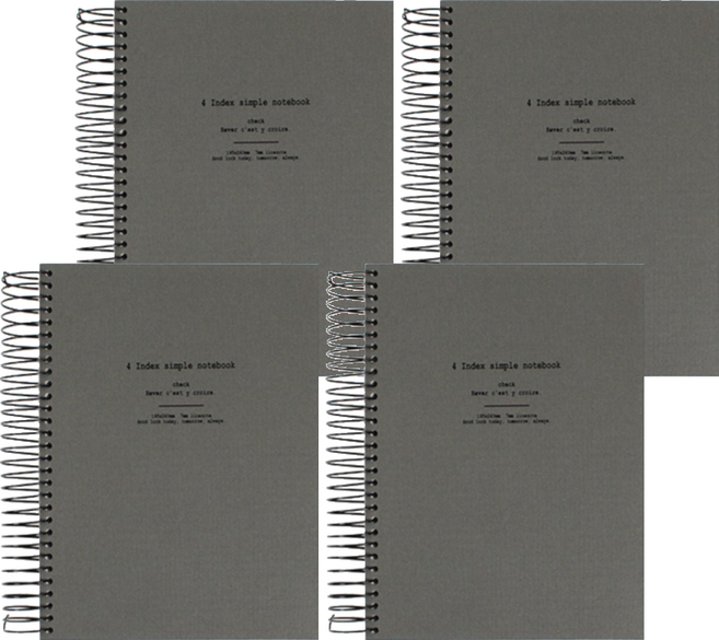 톡톡팬시 인덱스 심플 스프링노트, 그레이, 4개