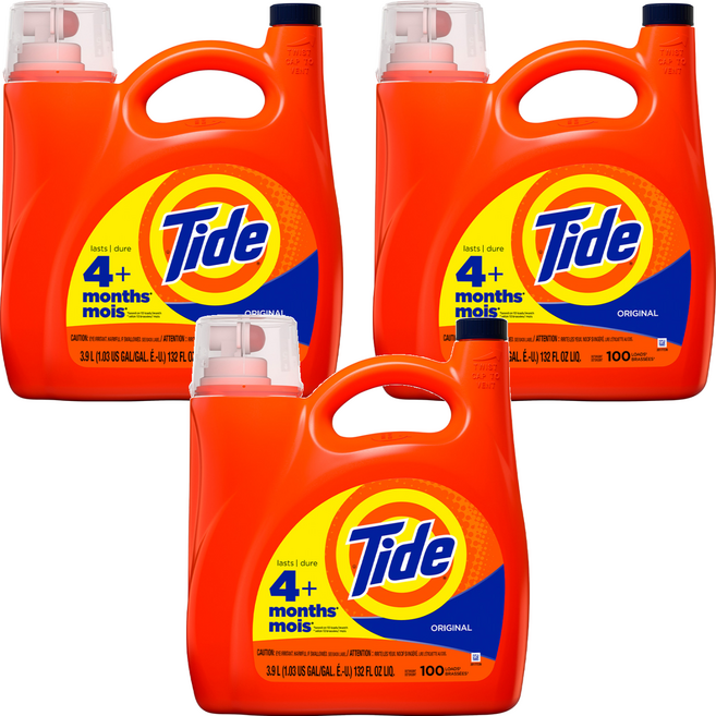 Tide 汰漬 台灣公司貨 2倍超濃縮洗衣精, 3.9L, 3桶