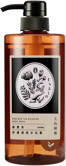 tsaio 上山採藥 國寶茶舒緩調理沐浴露 600ml 添加國寶茶萃取 搭配 芍藥 及 酵母, 1瓶