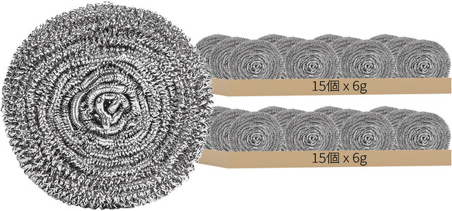 小麥購物 清潔鋼絲球 4cm 6g, 15個, 2組