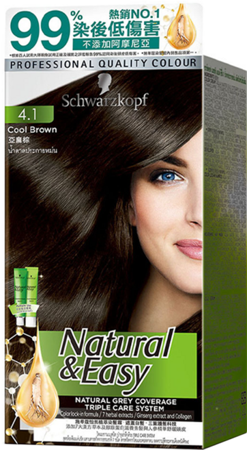 Schwarzkopf 施華蔻 怡然植萃染髮霜, 4.1 亞麻棕, 1盒