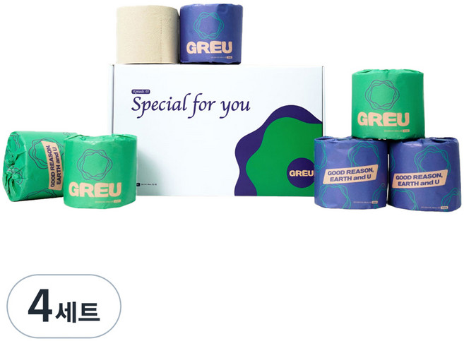 그루 굿리즌 천연펄프 3겹 개별포장 롤화장지 선물세트, 25m, 6롤, 4세트
