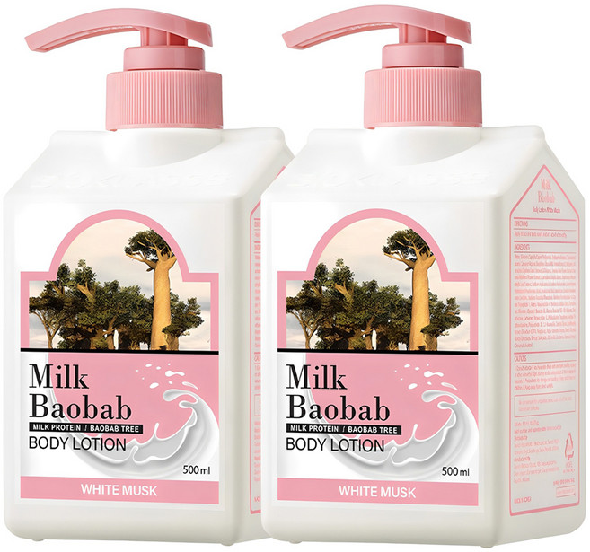 밀크바오밥 바디로션 화이트 머스크향, 500ml, 2개