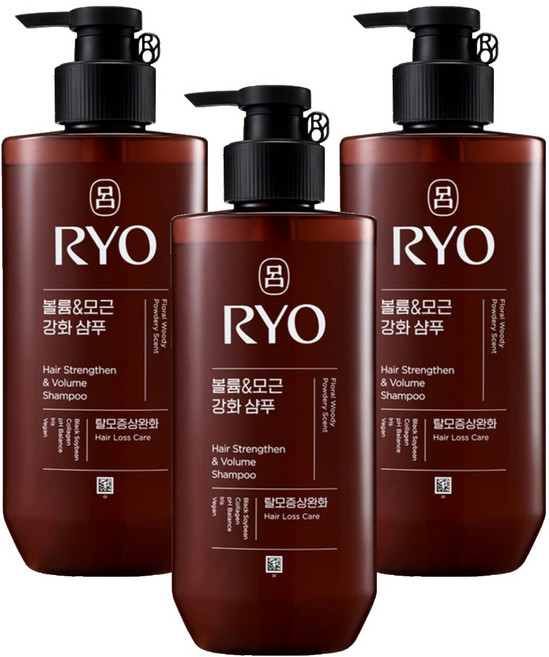 RYO 呂 豐盈強韌髮根香氛洗髮精 木質調麝香, 480ml, 3瓶