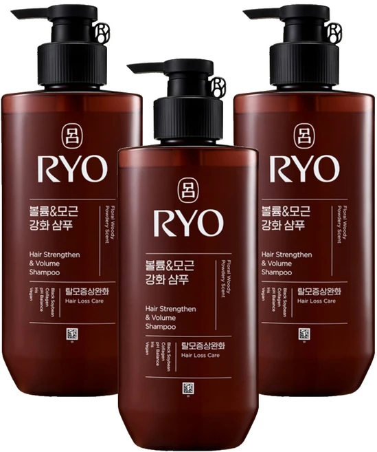 려 흑운 볼륨 모근강화 탈모증상완화 샴푸 우디향, 480ml, 3개 - 쿠팡