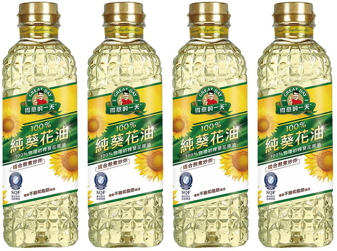 得意的一天 100%純葵花油, 1L, 4瓶