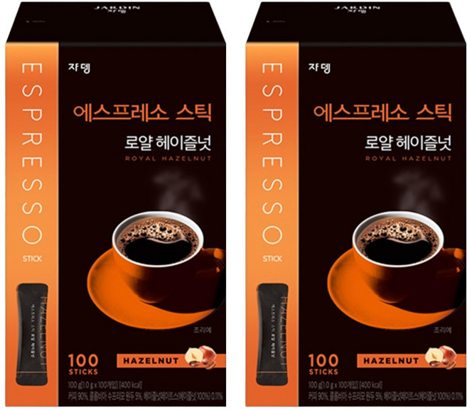 에스프레소스틱 쟈뎅 로얄 헤이즐넛 콜롬비아 수프리모 커피, 1g, 100개입, 2개