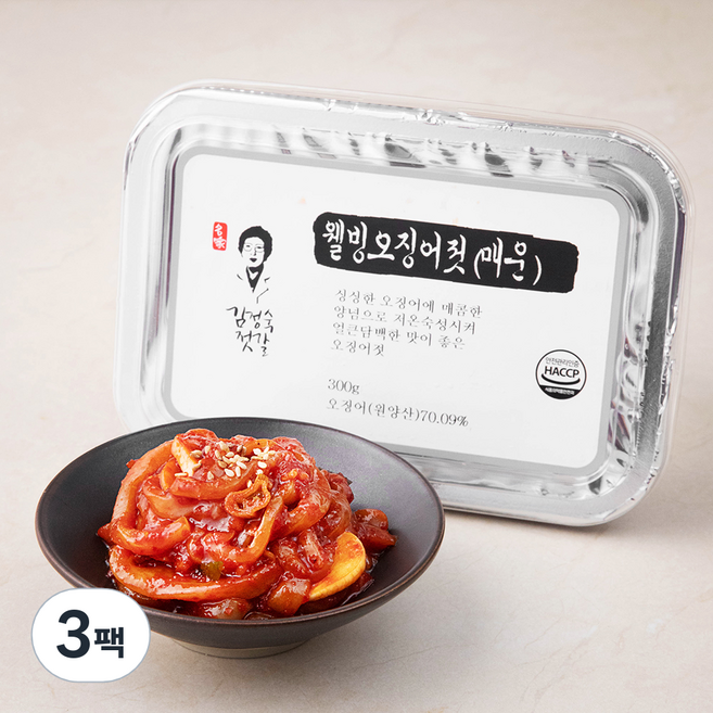 김정숙젓갈 웰빙오징어젓 매운, 300g, 3팩