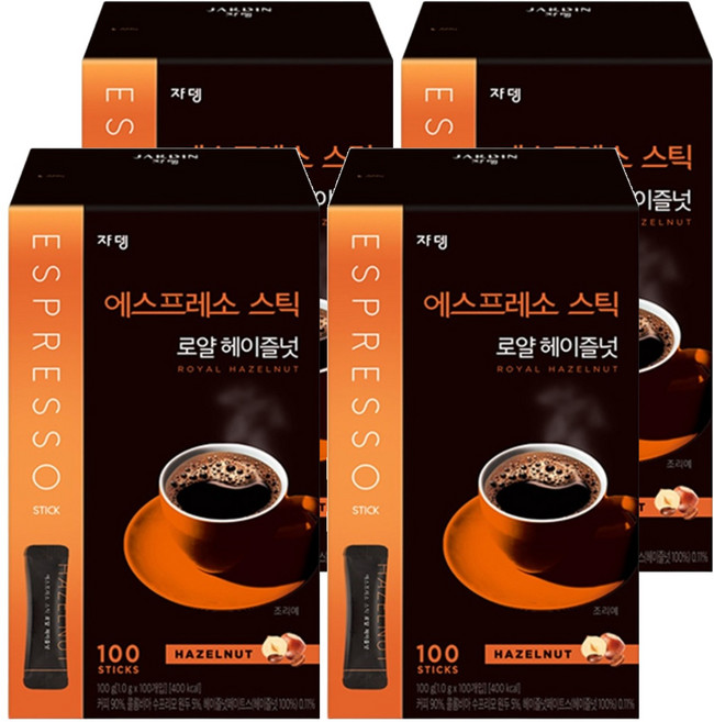 JARDIN 義式濃縮咖啡棒 皇家榛果 哥倫比亞特級咖啡, 1g, 100入, 4個
