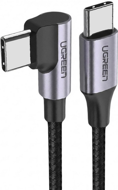 UGREEN 綠聯 60W快充電競線Type-C傳輸線 公對公編織金屬版, 2m, 黑色 + 銀色, 1條