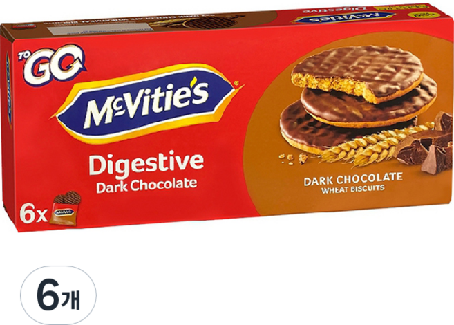 McVitie's 麥維他 To Go黑巧克力消化餅乾 6包入, 199.8g, 6盒