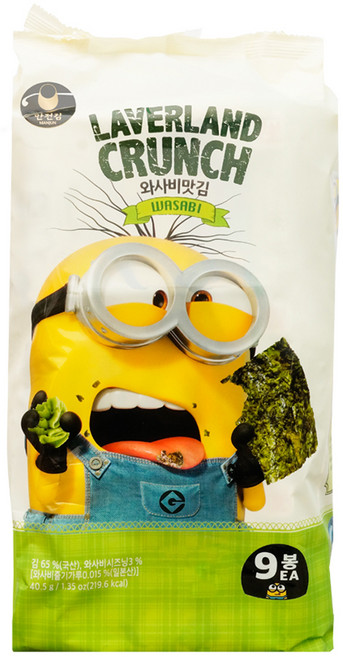 만전김 미니언즈 LAVERLAND CRUNCH 와사비맛김, 40.5g, 1개