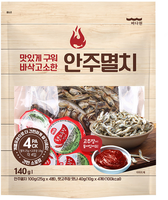 바다원 구운 안주 멸치 + 고추장 세트 140g, 1개