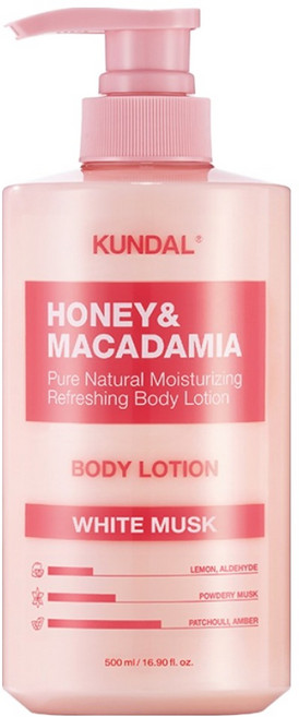 KUNDAL 昆黛爾 蜂蜜&澳洲堅果保濕潤膚乳 白麝香, White Musk, 500ml, 1入