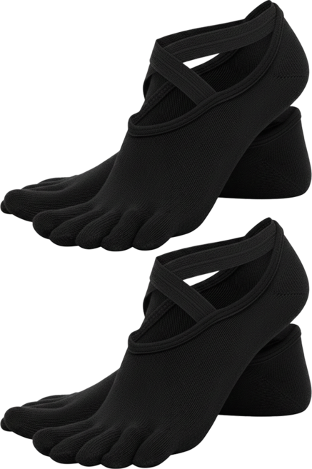 MICHAEL FITNESS 麥克健身 瑜珈襪 交叉緞帶 2雙, 純黑色, 1組