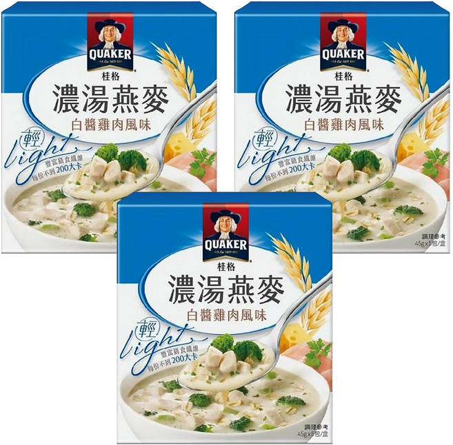 QUAKER 桂格 濃湯燕麥 白醬雞肉風味 5包, 225g, 3盒