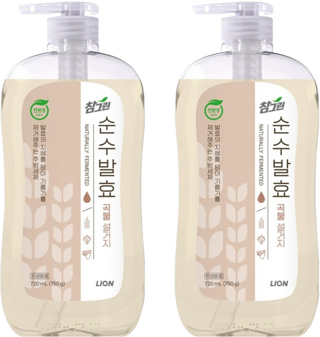 참그린 순수발효 곡물 설거지 주방세제, 720ml, 2개