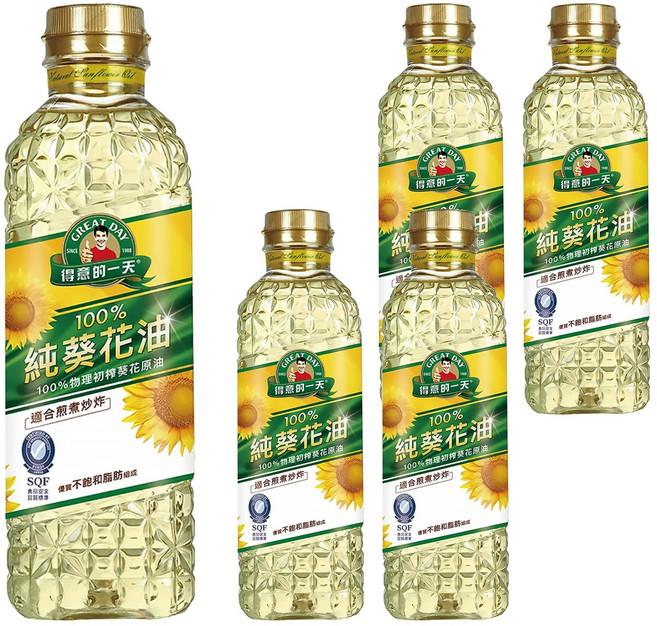 得意的一天 100%純葵花油, 1L, 5瓶
