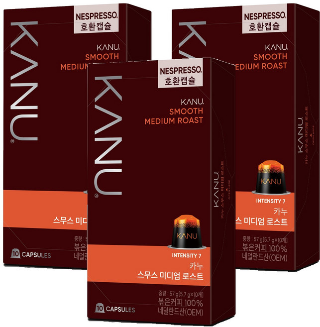 KANU Nespresso兼容滑順中焙咖啡膠囊, 5.7g, 10入, 3個