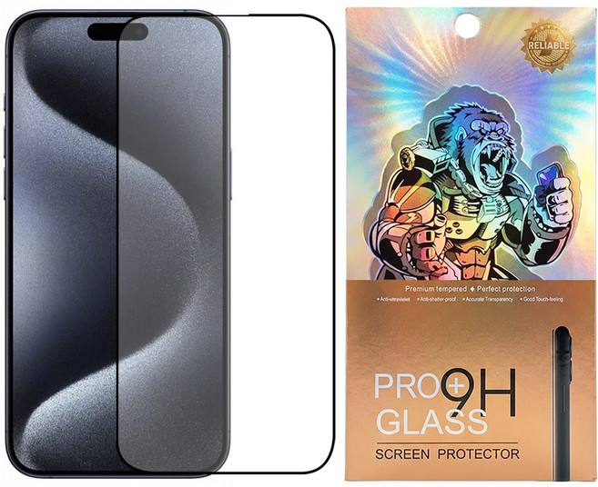 Timo 鋼化玻璃保護貼 iPhone 15 Pro 黑邊滿版 9H 高清透明 防指紋 亮面