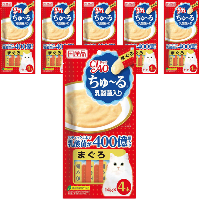 챠오츄르 고양이 짜먹는 간식, 혼합맛(참치/유산균), 14g, 6개