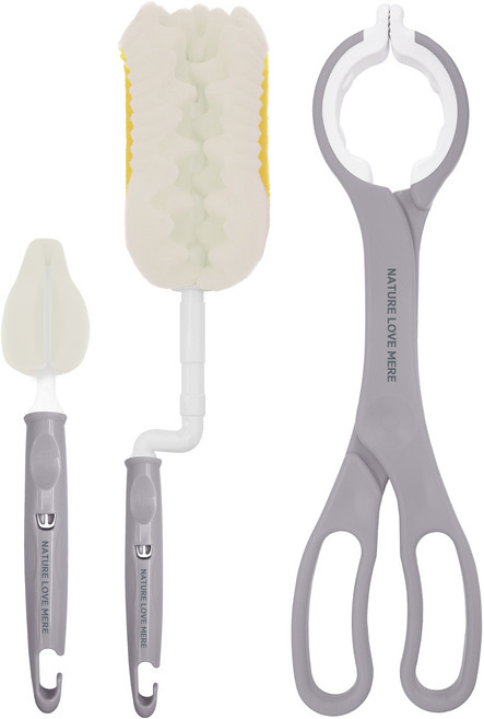 네이쳐러브메레 필터폼 젖병솔 + 젖꼭지솔 + 젖병집게 세트, 1세트, 라이트그레이