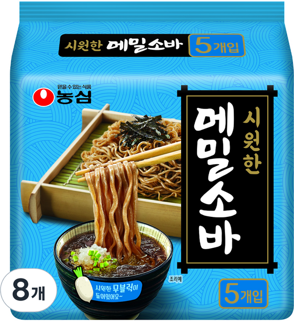 농심 메밀소바, 635g, 8개