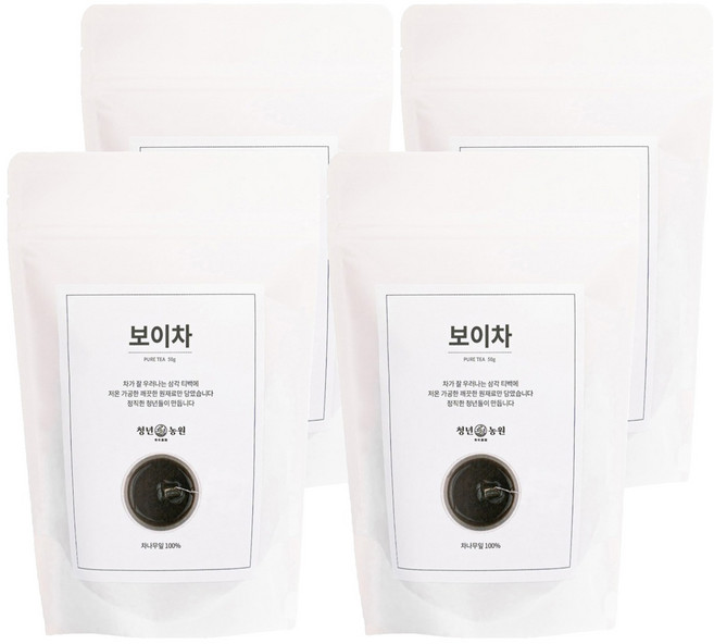 청년농원 저온가공 보이차 삼각티백, 1g, 50개입, 4개