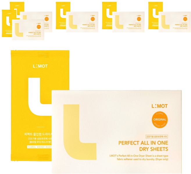 엘모트 퍼펙트 올인원 건조기용 드라이시트 섬유유연제 플로랄 우디 머스크향 본품, 30개입, 6개