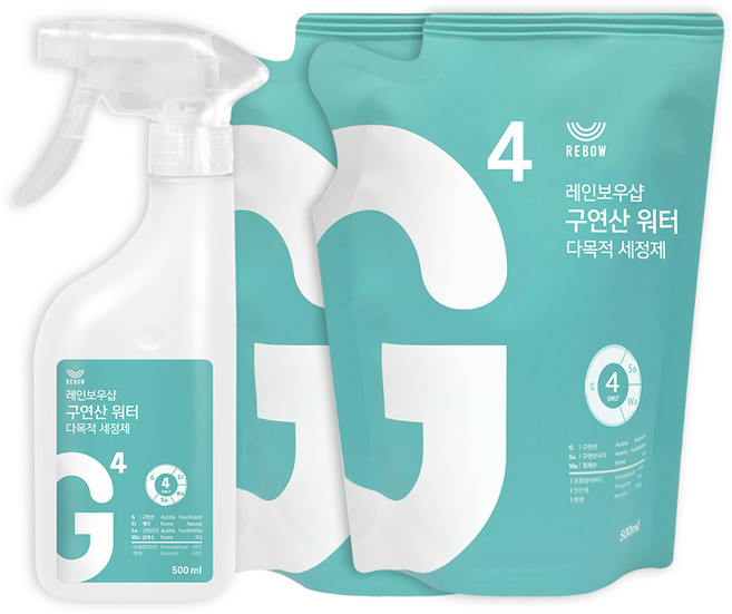레인보우샵 구연산 워터 다목적세정제 500ml +리필 500ml x 2p, 1세트
