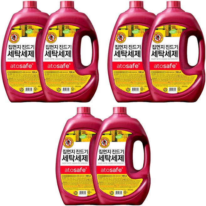 아토세이프 집먼지 진드기 세탁 액상세제 본품, 2.5L, 6개