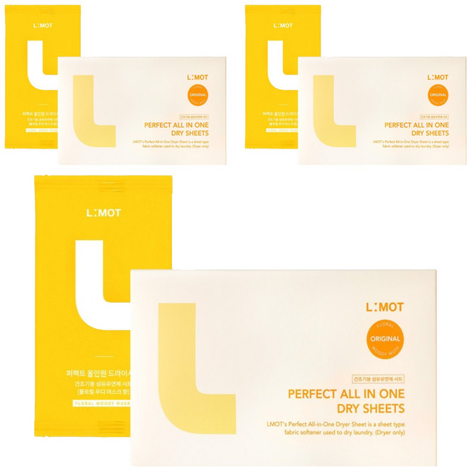 엘모트 퍼펙트 올인원 건조기용 드라이시트 섬유유연제 플로랄 우디 머스크향 본품, 30개입, 3개