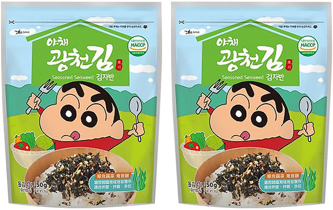 Baekje 百濟 蠟筆小新 綜合蔬菜海苔酥 韓國老字號 低油低鹽 多種吃法, 50g, 2包