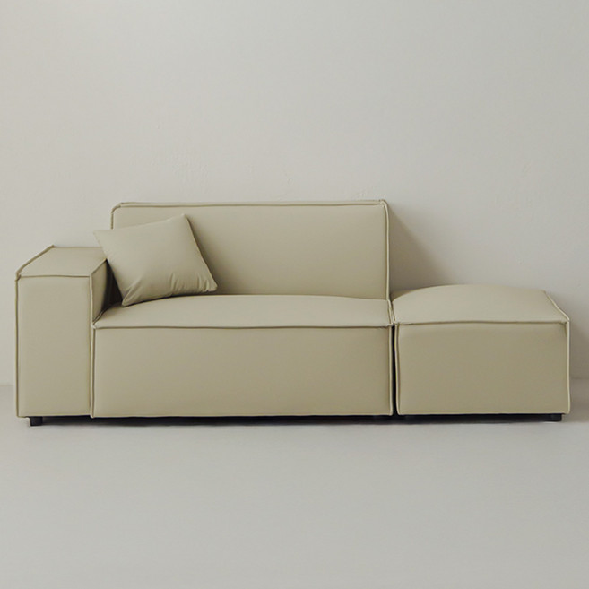 퍼리든 네스트 가죽 2인용 쇼파 우형 + 쿠션 + 스툴 세트 방문설치, 아이보리