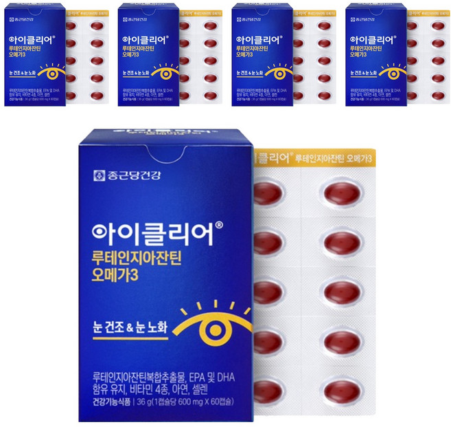 아이클리어 루테인 지아잔틴 오메가3 36g, 60정, 5개