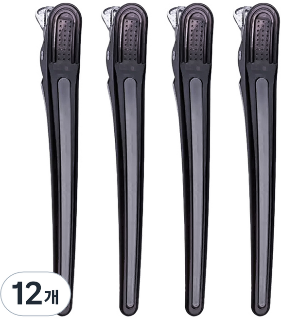 걸핀스 프리미엄 논슬립 자국없는 실리콘패드 미용 집게핀 1524 대형, 12개, 블랙