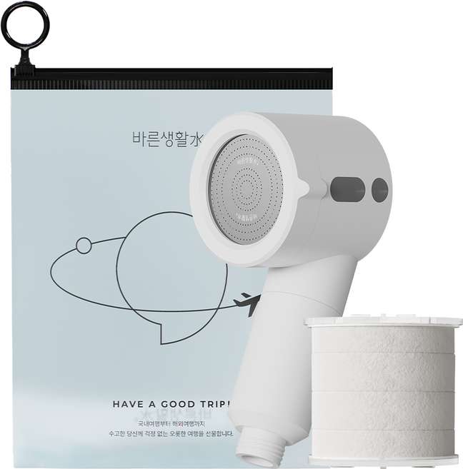 바른생활수 여행용 미니 샤워기 + 필터, 1개, 화이트