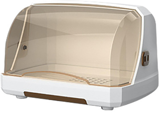 블럭마트 주방용품 뚜껑 있는 식기건조대, 1단, 브라운, 1개