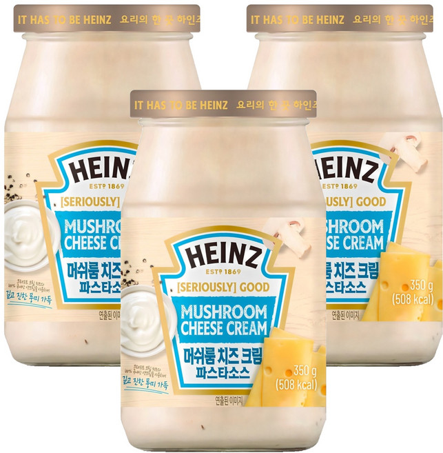 하인즈 머쉬룸 치즈 크림 파스타 소스, 350g, 3개