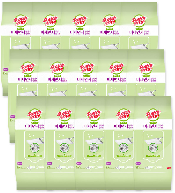 스카치브라이트 베이직 미세먼지 정전기 청소포 60매, 15개
