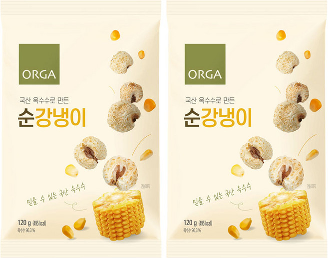 올가홀푸드 옥수수로 만든 순강냉이, 120g, 2개