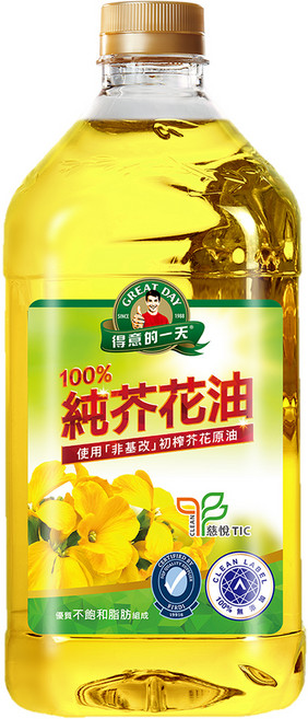 得意的一天 100%純芥花油 非基改 適合煎煮炒炸, 1.58L, 1瓶