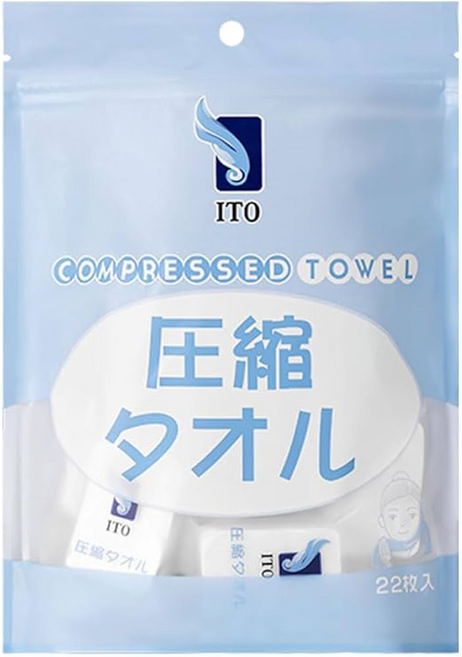 ITO 日本伊藤 壓縮毛巾 22顆, 白色, 1袋